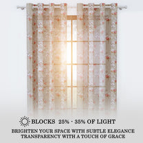 2 Pcs Beige & Pink Sheer Window / Door / Semi Long Door/ Long Door Curtains