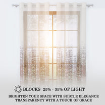 2 Pcs Mud Brown & Ivory Sheer Window / Door / Semi Long Door/ Long Door Curtains