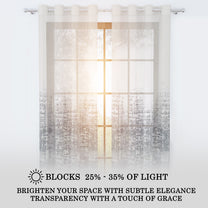 2 Pcs Grey & Ivory Sheer Window / Door / Semi Long Door/ Long Door Curtains