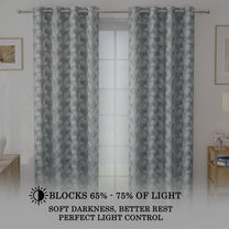 2 Pcs 400 GSM Grey Azurio Jacquard Window / Door / Semi Long Door/ Long Door Curtains