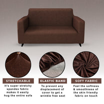 Story@Home Elastic Stretchable 1 | 2 | 3 | 4 Seater Dark Brown Criss Cross Pattern Sofa Cover