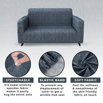 Sofa Cover Combo – 1 Pc 1 Seater, 1 Pc 2 Seater, and 1 Pc 3 Seater Elastic Stretchable in Grey Criss Cross Pattern by Story@Home