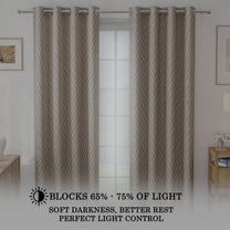 2 Pcs 400 GSM Brown Azurio Jacquard Window / Door / Semi Long Door/ Long Door Curtains