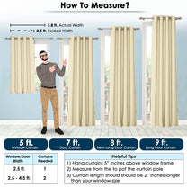 2 Pcs Blackout Serene Duo Cream Solid Window/Door/Semi Long Door/Long Door Curtains