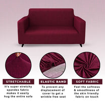Sofa Cover Combo – 1 Pc 1 Seater, 1 Pc 2 Seater, and 1 Pc 3 Seater Elastic Stretchable in Wine Red Criss Cross Pattern by Story@Home