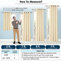 2 Pcs Blackout Foil Off White & Golden Splatter Window/Door/Semi Long Door/Long Door Curtains