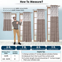 2 Pcs 250 GSM Coffee Brown Topaz Polyester Window / Door / Semi Long Door/ Long Door Curtains