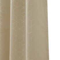 2 Pcs Blackout Foil Beige & Golden Hexagon Window/Door/Long Door Curtains