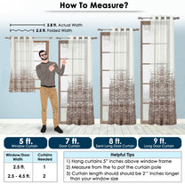2 Pcs Mud Brown & Ivory Sheer Window / Door / Semi Long Door/ Long Door Curtains