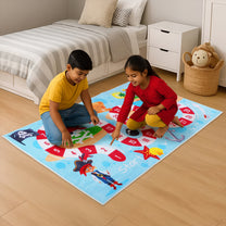 Story@Home Sky Blue Sea Pirate Design Printed Carpet With Anti-Skid Back For Kids
