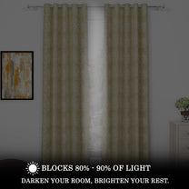 2 Pcs Blackout Foil Off White & Golden Splatter Window/Door/Semi Long Door/Long Door Curtains