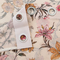 2 Pcs Cream & Pink Sheer Window / Door / Semi Long Door/ Long Door Curtains