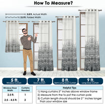 2 Pcs Grey & Ivory Sheer Window / Door / Semi Long Door/ Long Door Curtains