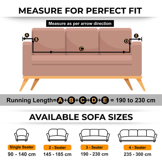 Sofa Cover Combo – 1 Pc 2 Seater and 1 Pc 3 Seater Elastic Stretchable in Orange Motif Pattern by Story@Home