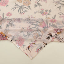 2 Pcs Cream & Pink Sheer Window / Door / Semi Long Door/ Long Door Curtains