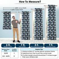 2 Pcs 400GSM Navy Blue & White Azurio Jacquard Polyester Window / Door / Semi Long Door/ Long Door Curtains