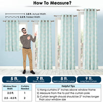 2 Pcs 400GSM Aqua & White Azurio Jacquard Polyester Window / Door / Semi Long Door/ Long Door Curtains