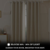 2 Pcs Blackout Foil Beige & Golden Criss Cross Window/Door/Long Door Curtains