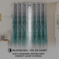 2 Pcs Mint Green and Light Grey Abstract  Digital Faux Silk Medium room Darkening Window | Door | Long Door Curtains