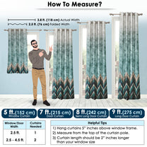 2 Pcs Mint Green and Light Grey Abstract  Digital Faux Silk Medium room Darkening Window | Door | Long Door Curtains