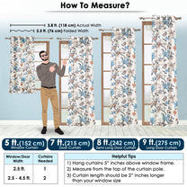 2 Pcs Cream & Blue Sheer Window / Door / Semi Long Door/ Long Door Curtains