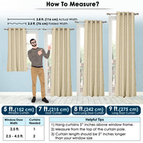 2 Pcs Blackout Foil Beige & Golden Hexagon Window/Door/Long Door Curtains