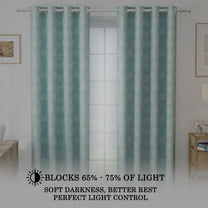 2 Pcs 400GSM Aqua & White Azurio Jacquard Polyester Window / Door / Semi Long Door/ Long Door Curtains