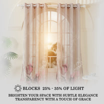 2 Pcs Grey & Pink Sheer Window / Door / Semi Long Door/ Long Door Curtains