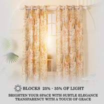 2 Pcs Cream & Orange Sheer Window / Door / Semi Long Door/ Long Door Curtains