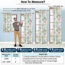 2 Pcs White & Green Sheer Window / Door / Semi Long Door/ Long Door Curtains