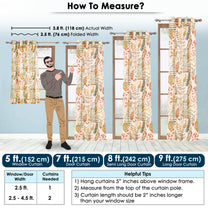 2 Pcs Cream & Orange Sheer Window / Door / Semi Long Door/ Long Door Curtains