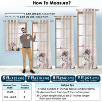 2 Pcs Grey & Pink Sheer Window / Door / Semi Long Door/ Long Door Curtains