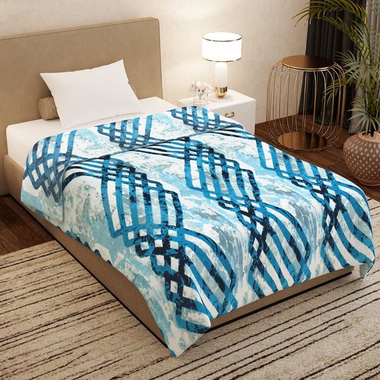 Finley 300 GSM Blue Graphic Single Size Blanket