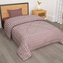 180 GSM Maroon Stripes Microfiber Fusion Reversible Double / Single Comforter