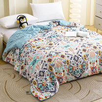 240 GSM White Aztec Boho Microfiber Reversible Double Comforter