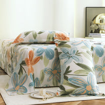 Metro Gold 190 TC Cotton White & Light Blue Double Bedsheet with Pillow Covers