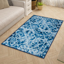 Ethnic Grunge Pattern Blue & White Rustico Rug/Carpet