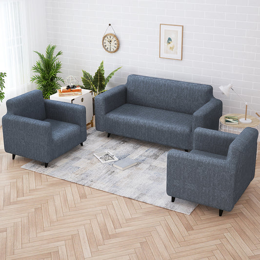 Sofa Cover Combo – 2 Pcs 1 Seater and 1 Pc 3 Seater Elastic Stretchable in Grey Criss Cross Pattern by Story@Home