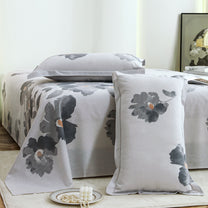 Metro Gold 190 TC Cotton Grey & White Double Bedsheet with Pillow Covers