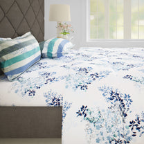 Majestic 152 TC Blue Cotton Double Bedsheet