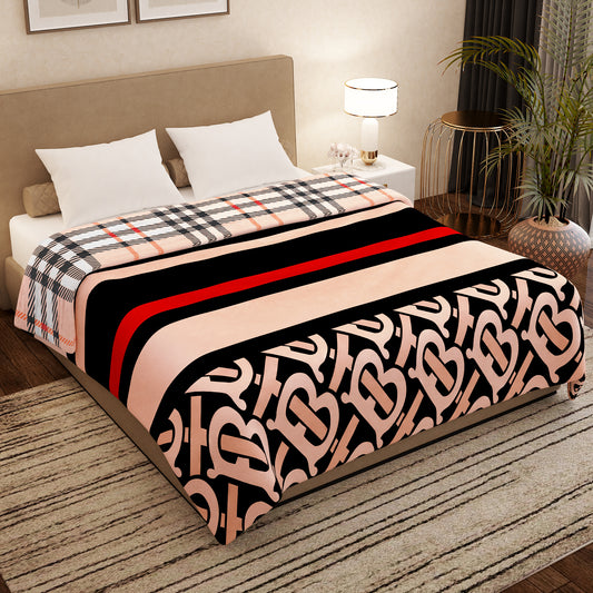 Finley 300 GSM Beige & Black Graphic Double Size Blanket