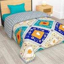 180 GSM Multicolor Abstract Microfiber Fusion Reversible Double Comforter