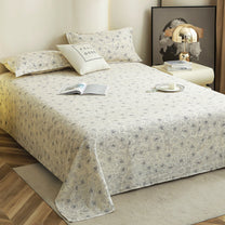 Story@home 300 TC Cloud Cotton Microfiber White King Size Floral Bedsheet with 2 Pillow Covers