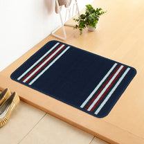 Story@Home 2 Pcs Navy Blue Stripes Nylon Anti Skid Doormat