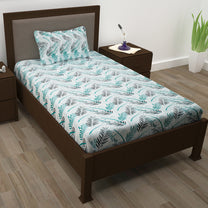 Sparkle 144 TC 100% Cotton Grey & Ocean Green Single Bedsheet Combo | Set of 2 |