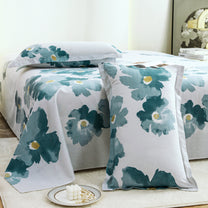 Metro Gold 190 TC Cotton Blue & Grey Double Bedsheet with Pillow Covers