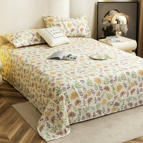 Story@home 300 TC Cloud Cotton Microfiber White King Size Floral Bedsheet with 2 Pillow Covers