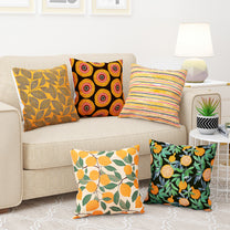 Story@Home Yellow Graphic Polyester 5 Units of Helio Cushion Covers