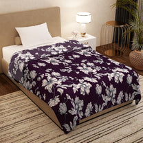 Finley 300 GSM Purple Floral Single Size Blanket