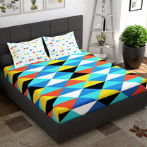 Ventura 144 TC 100% Cotton Multicolor Abstract Double Bedsheet